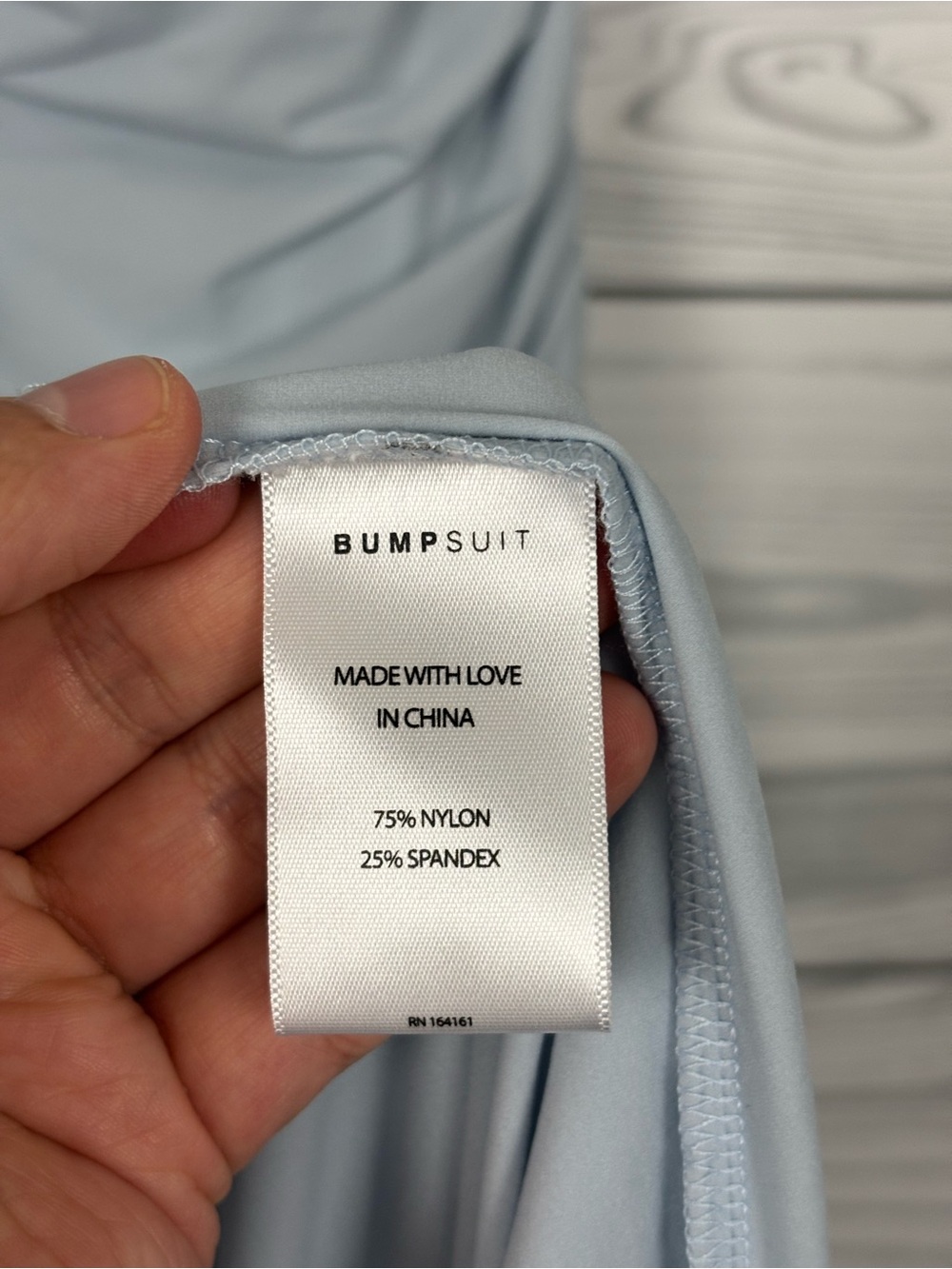 Bumpsuit maternity airbrush off the shoulder dress size large NWT Powder blue - Picture 4 of 10